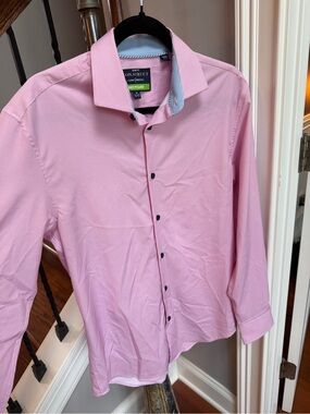 Construct by Blue Effect Men's Pink Dress Shirt with Contrast Inner Collar